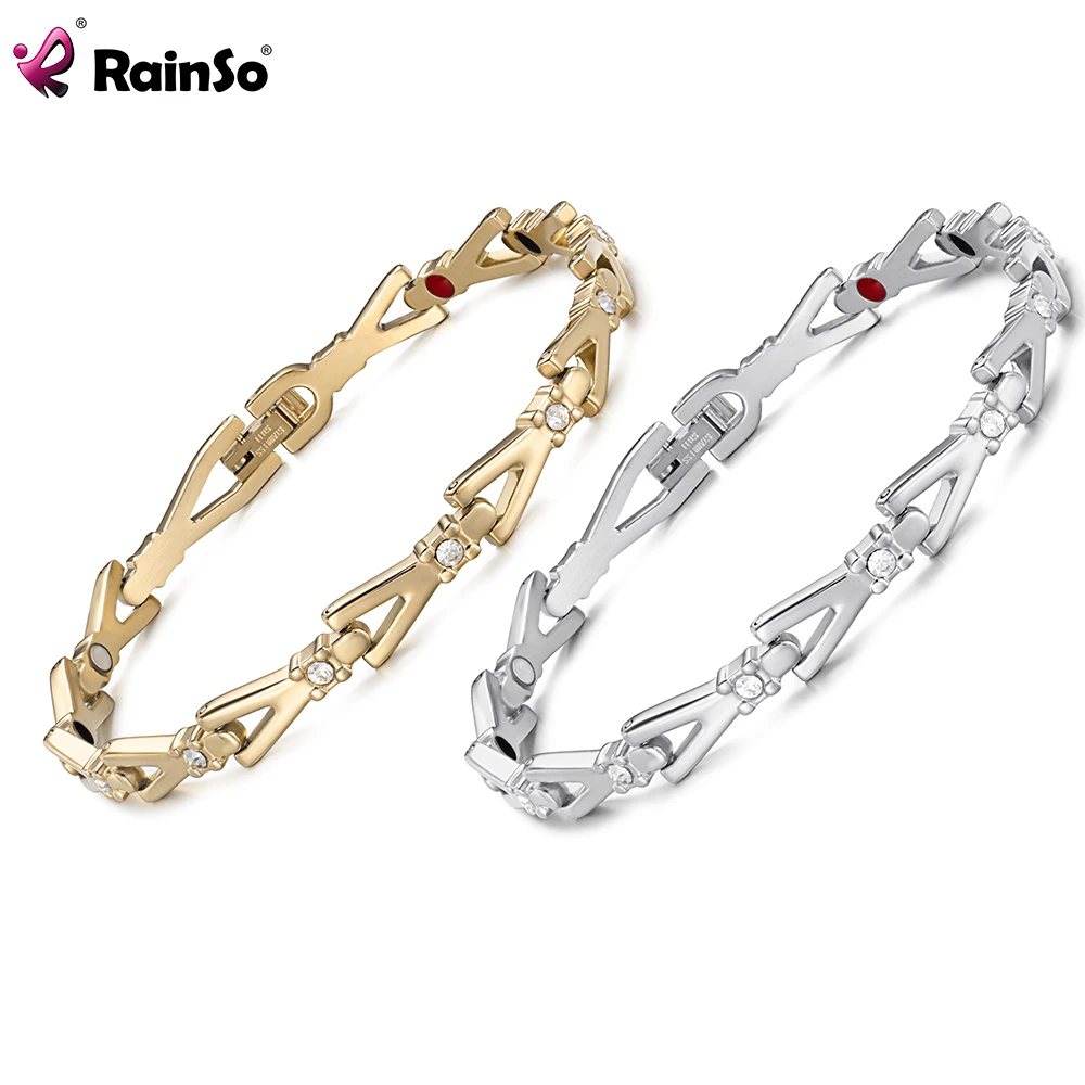 

Rainso Magnetic Healing Bracelet For Women Power Therapy 4in1 Negative Ion Germanium Stainless Steel Couple Bracelet Gifts