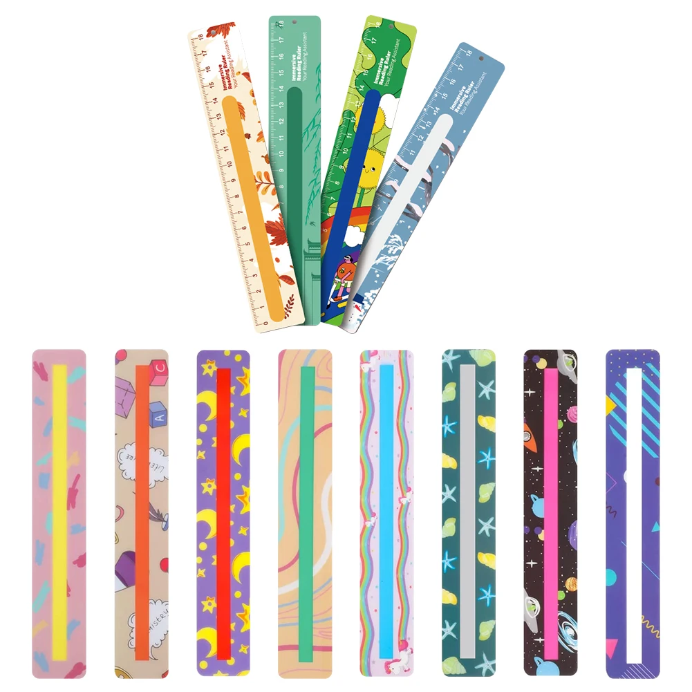 

12pcs Highlight Colorful Guided Reading Strips Adults Kids Readers Dyslexia Student Teacher Bookmarks Assistant Tool Tracking