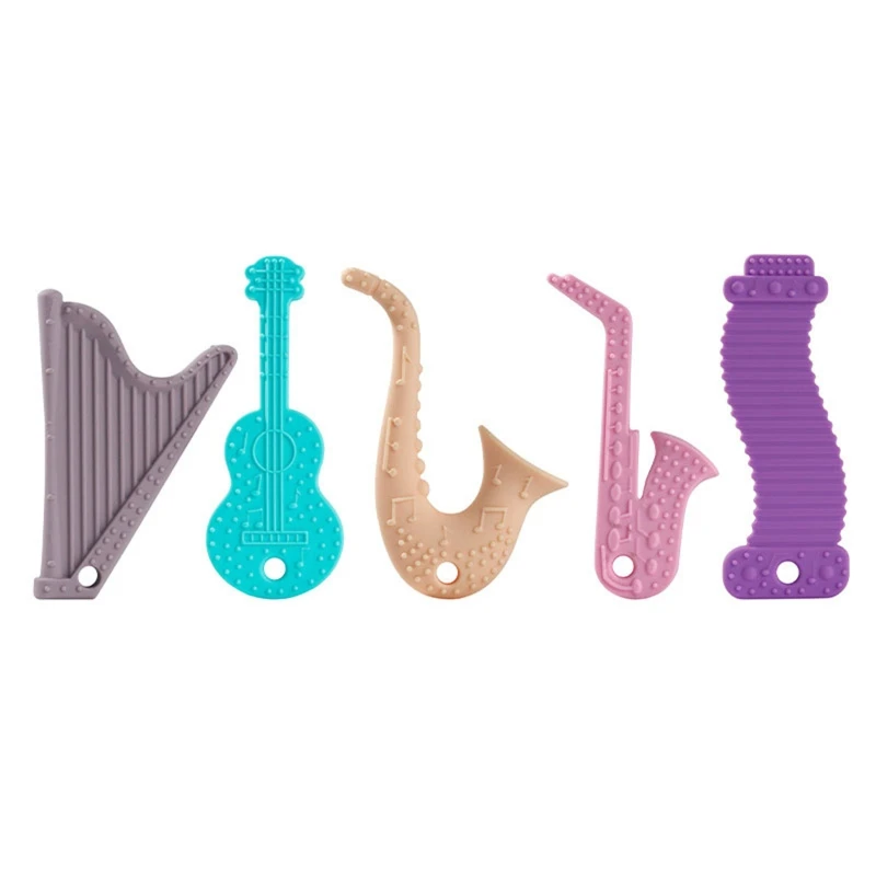 

4/5pcs Silicone Baby Teethers musical instrument Shape Baby Teething Chewing Toys BPA-Free for Baby Infant Teeth Massage