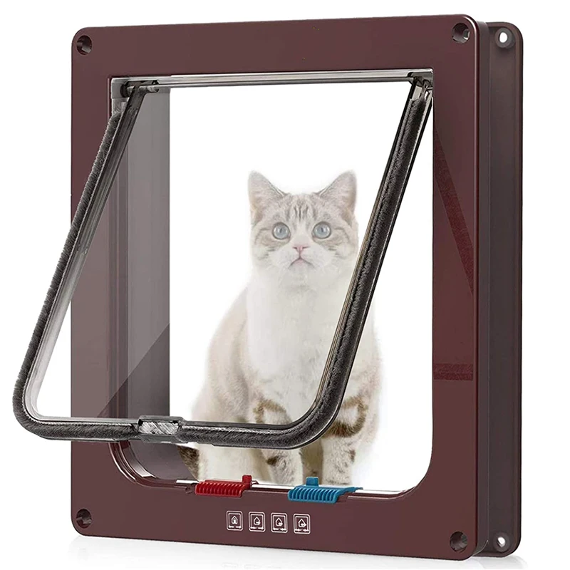 Cat Flap Door with 4 Way Lock Security for Dog Kitten Small Pet Gate Kit Puppy Safety S/M/L 5 Colors | Дом и сад