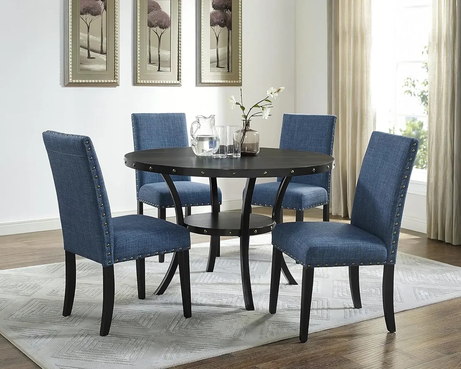l L Мебель Roundhill Biony Blue Тканевые обеденные стулья с отделкой гвоздями L (art.: 3920ceed8d978) - 3920ceed8d978