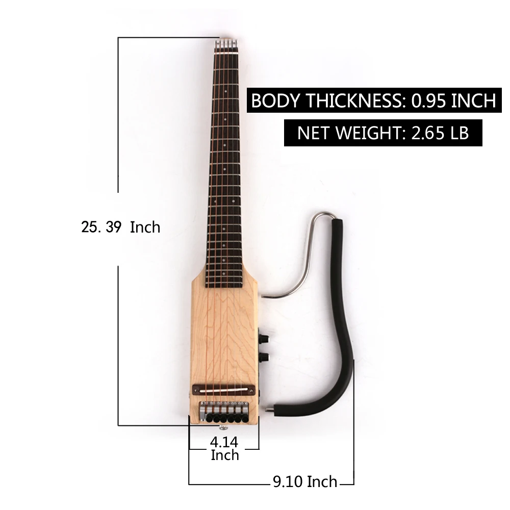 Ультракороткая Бесшумная дорожная электрическая акустическая гитара с правой и левой рукой, портативный дорожный разъем для наушников