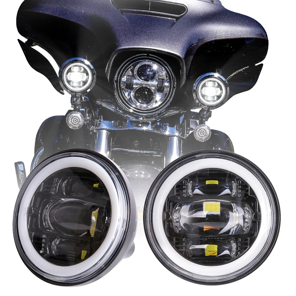 

4 1/2 Motorcycle Passing Lamp Led Power Fog Light For Harley Davidson 54W Fog Lamp Assembly Kit For Harley Road King FLHR 05-16