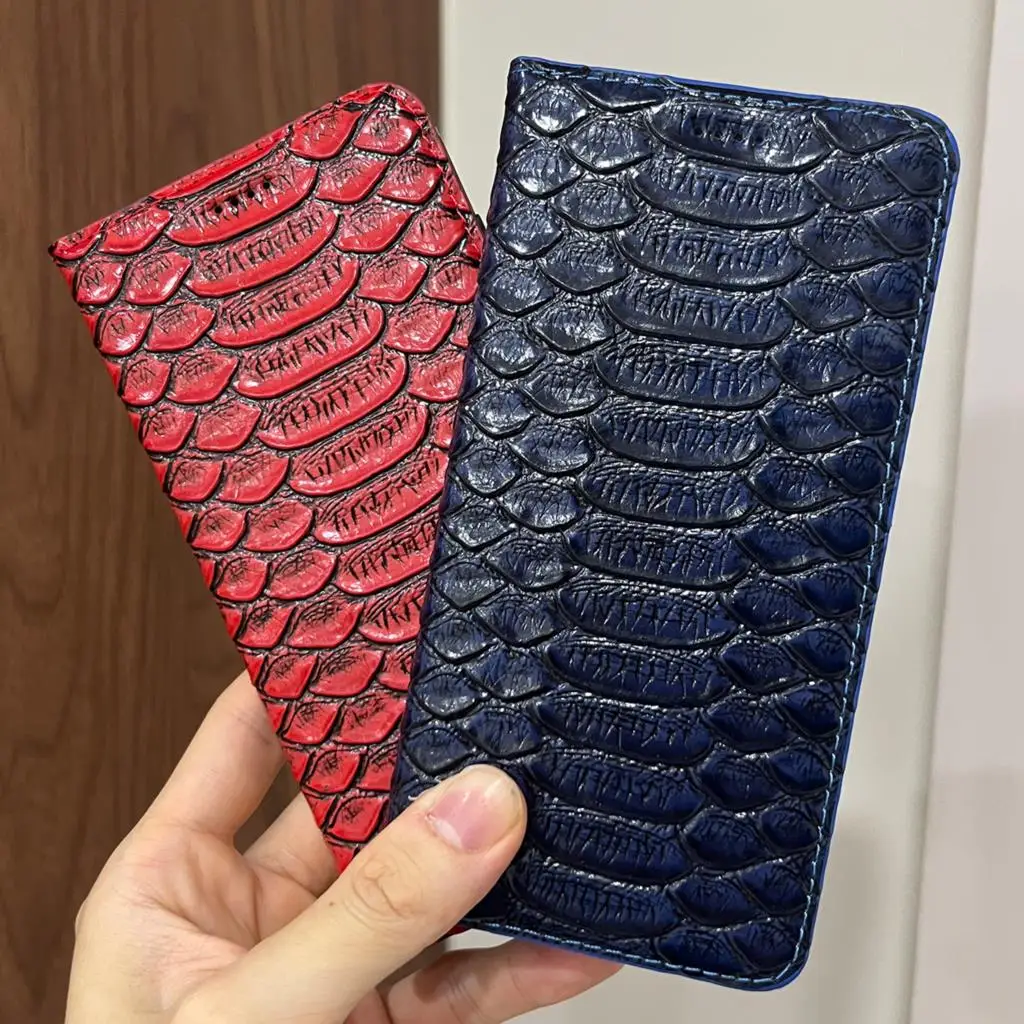 Чехол-книжка из натуральной кожи с рисунком питона для Xiaomi Redmi Note 10s 10 Pro Max 2021 Note10