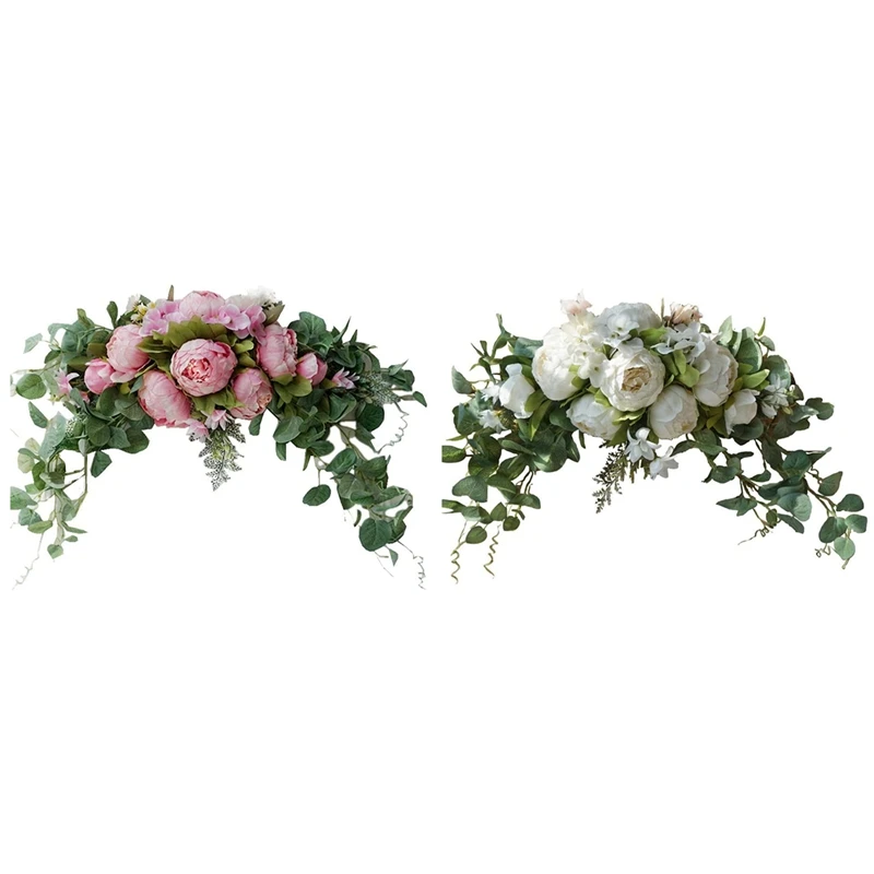 

Rose Flower Swag For Lintel,Rustic Wedding Arch Door Wreath Decorative Floral Swag With Green Leaf Home Decor