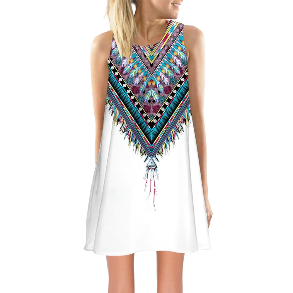 

Женское платье в стиле ретро, платье средней длины с круглым вырезом, открытыми плечами и 3D-принтом, лето 2022