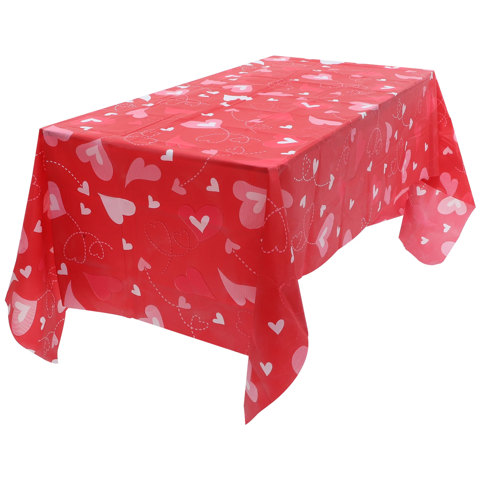 

2pcs Romantic PE Decorative Valentine' Day Heart Pattern Tablecloth Party Table Decor Heart Printed Table Cover