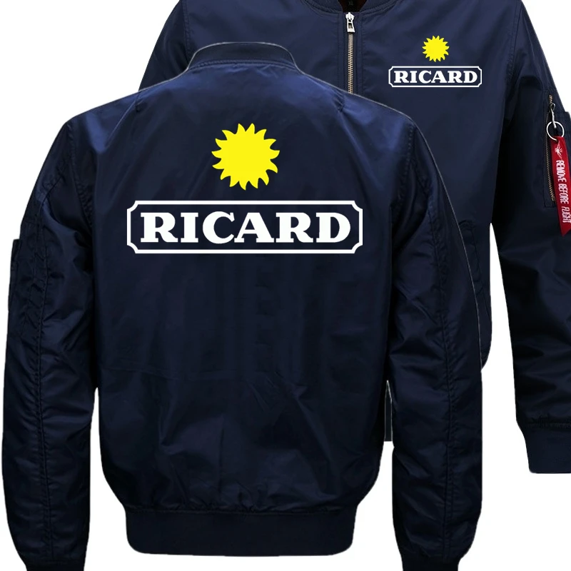 

2022 New RICARD Logo Printed Customizable Solid Color Men Zipper Jacket Cardigan Top Fashion Man Flight Suit Jackets Sportswear