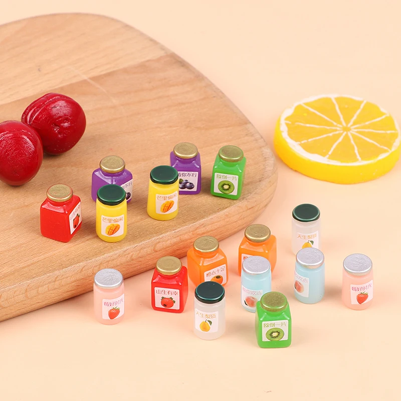 

8pcs 1:12 Miniatures Dollhouse Jams Furniture Kitchen Fruit Canned Jam Doll House Kitchen DIY Dollhouse Food Accessories