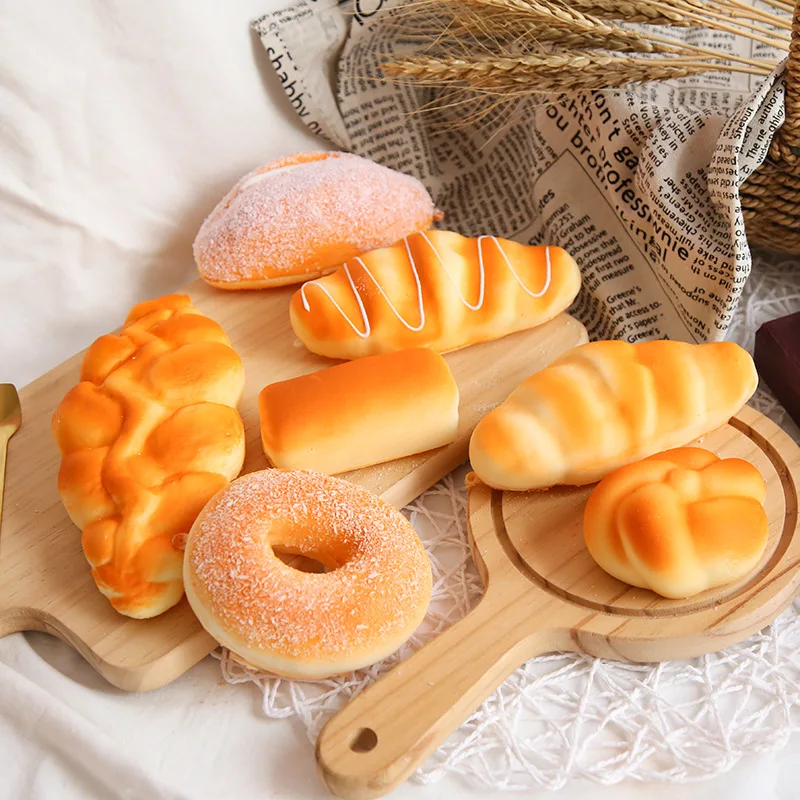 

PU Material Simulation Bread Realistic Restoration 1:1 Toast Toast Decoration Bakery Sample Baguette CROISSANT Toy Rebound