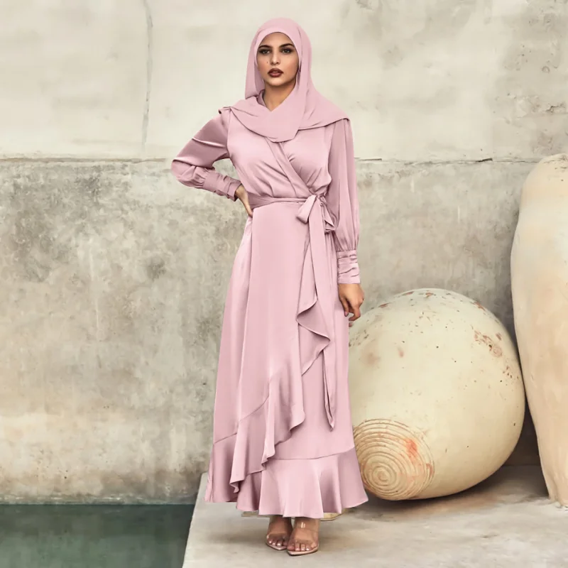 2023 Spring Muslim Dress Middle East Long Irregular Ruffle Abaya Women Robe Pour Femme Musulmane Vestidos Arabes Dubai Y Turcos