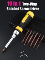 19 in 1 two way ratchet screwdriver anti slip handle screw driver hand tools durable screwdriver set replaceable repair tool