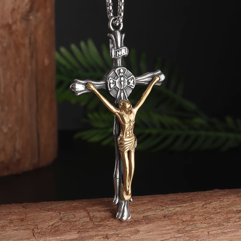 

New Fashion Good Friday Cross Pendant Necklace Men Women Religious Prayer Baptism Jewelry Gift Accessories Wholesale