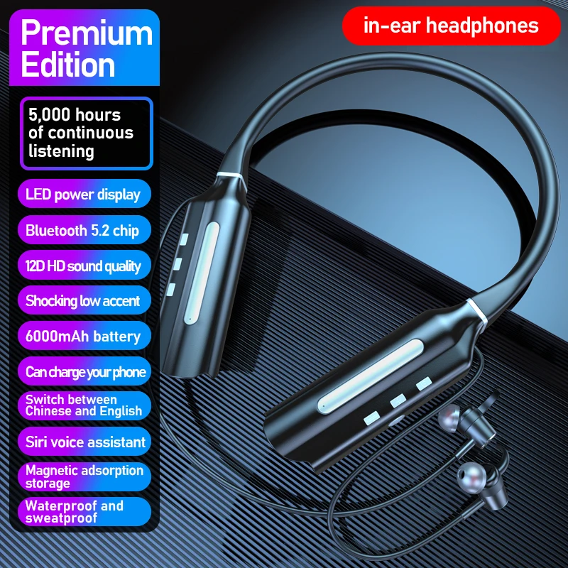 

Новинка 2022, Bluetooth-наушники 5,2 с функцией портативного зарядного устройства, беспроводные наушники TWS, спортивная водонепроницаемая гарнитур...