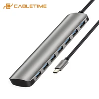 cabletime usb c hub usb 3 1 type c to 7 in 1 usb 3 0 hub high speed with power usb type c hub for macbook computer laptop