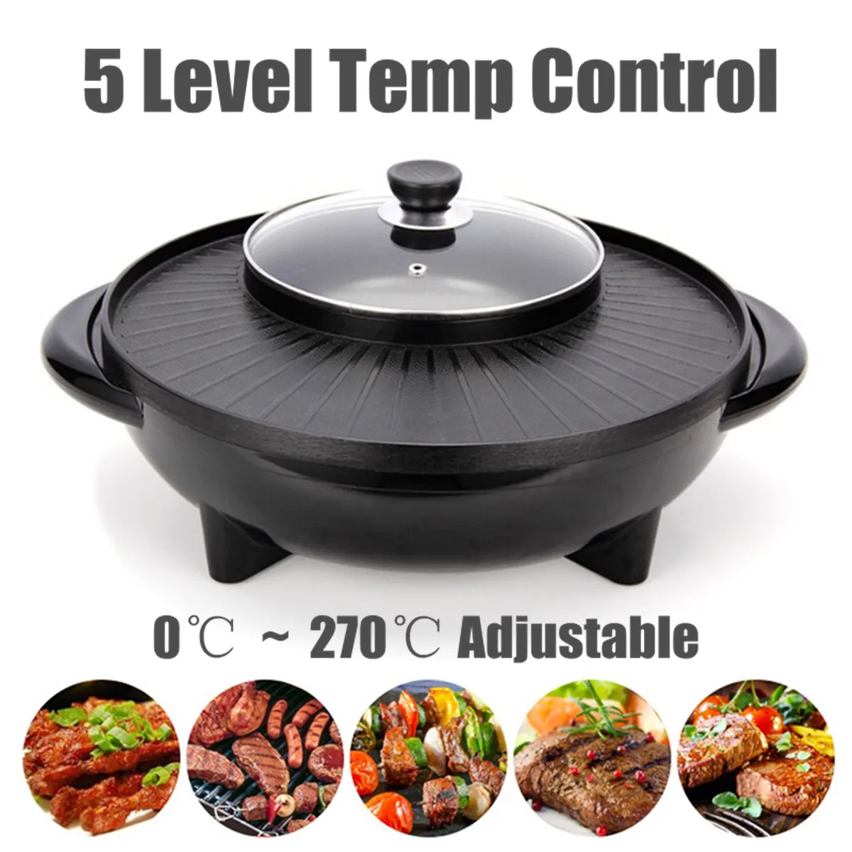 

1500W 220V Multifunctional Electric BBQ Grill Non Stick Plate Barbecue Pan Hot Pot Dinner Party Picnic Skillet Maker 2-8 People