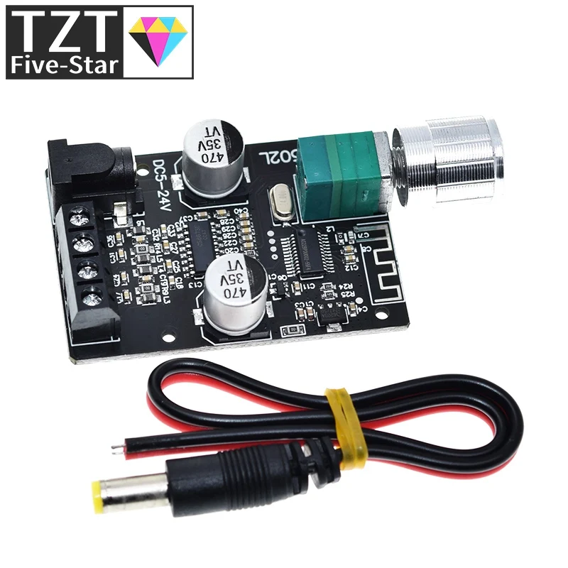 Фото 1/3 шт. ZK-502L MINI Bluetooth 5.0 DC 5-24V Беспроводной цифровой аудиоусилитель мощности, стерео плата 50Wx2, Bluetooth-усилитель №4