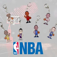 nbaed basketball player acrylic figure keychain superstar james curry harden thomson figurine doll best gift for boy ornament