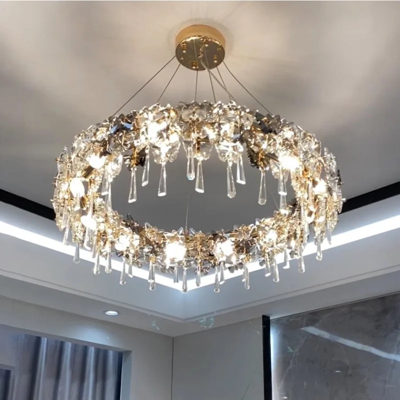

Pendant Lights Led New crystal butterfly Chandeliers luxury living room villa lighting wedding decorations Island Fixture