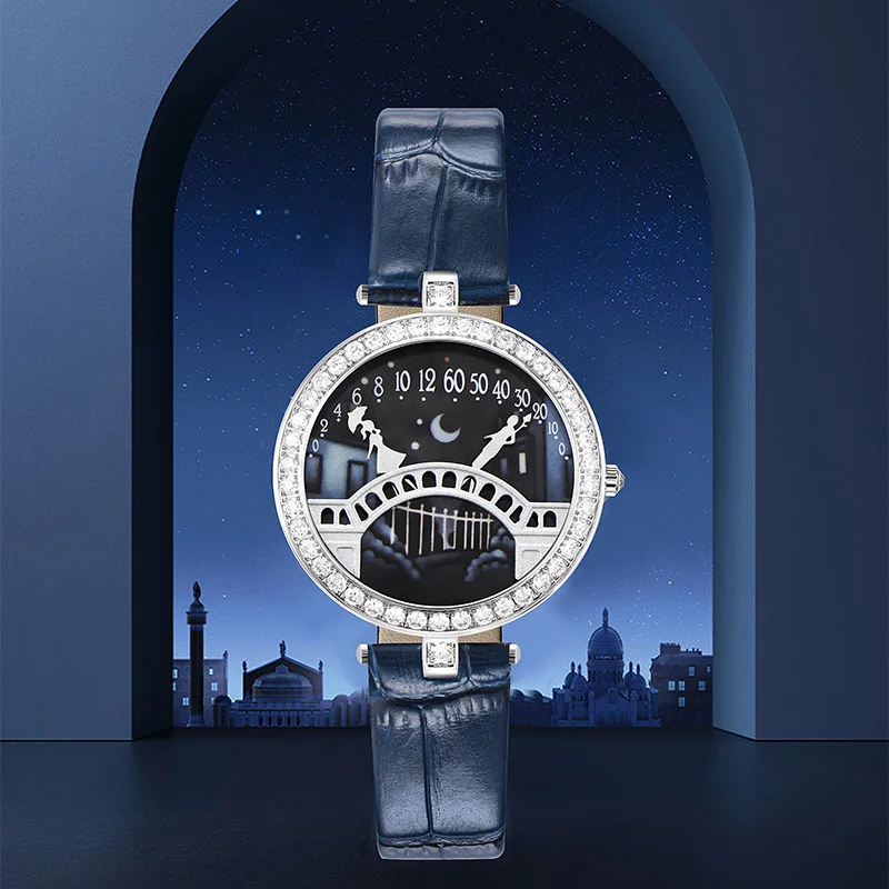 

2022 new women's Watch Leather Watch luxury temperament inlaid diamond gift for lovers Valentine's bridge dating watch beautiful