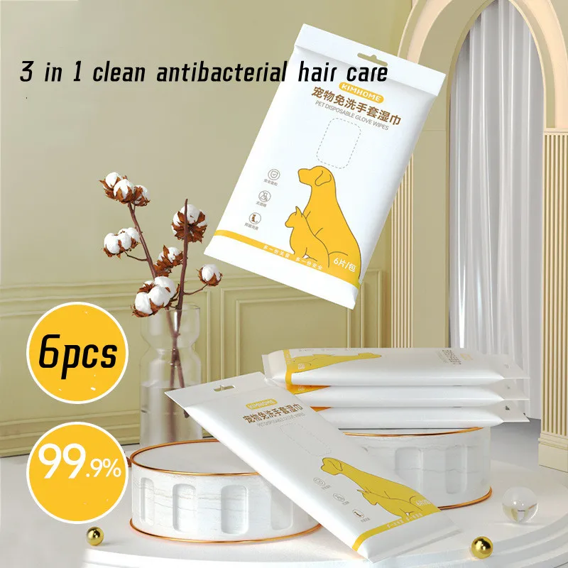

Pet Disposable Wipes Gloves Cats Bathing Wipes Dogs Washing Wipe Supplies Dog Hair Cleaning for Home or Travel Pet Accessories
