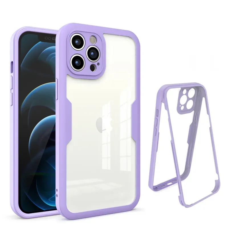 

Full Cover Phone Case For iphone 11 12 13 Pro Max Mini XS Max XR X 7 8Plus SE2020 Soft Front Protector+Back Shockproof Cover