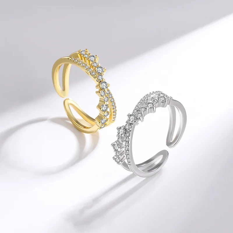 Женское Открытое кольцо из серебра 925 пробы с цирконом