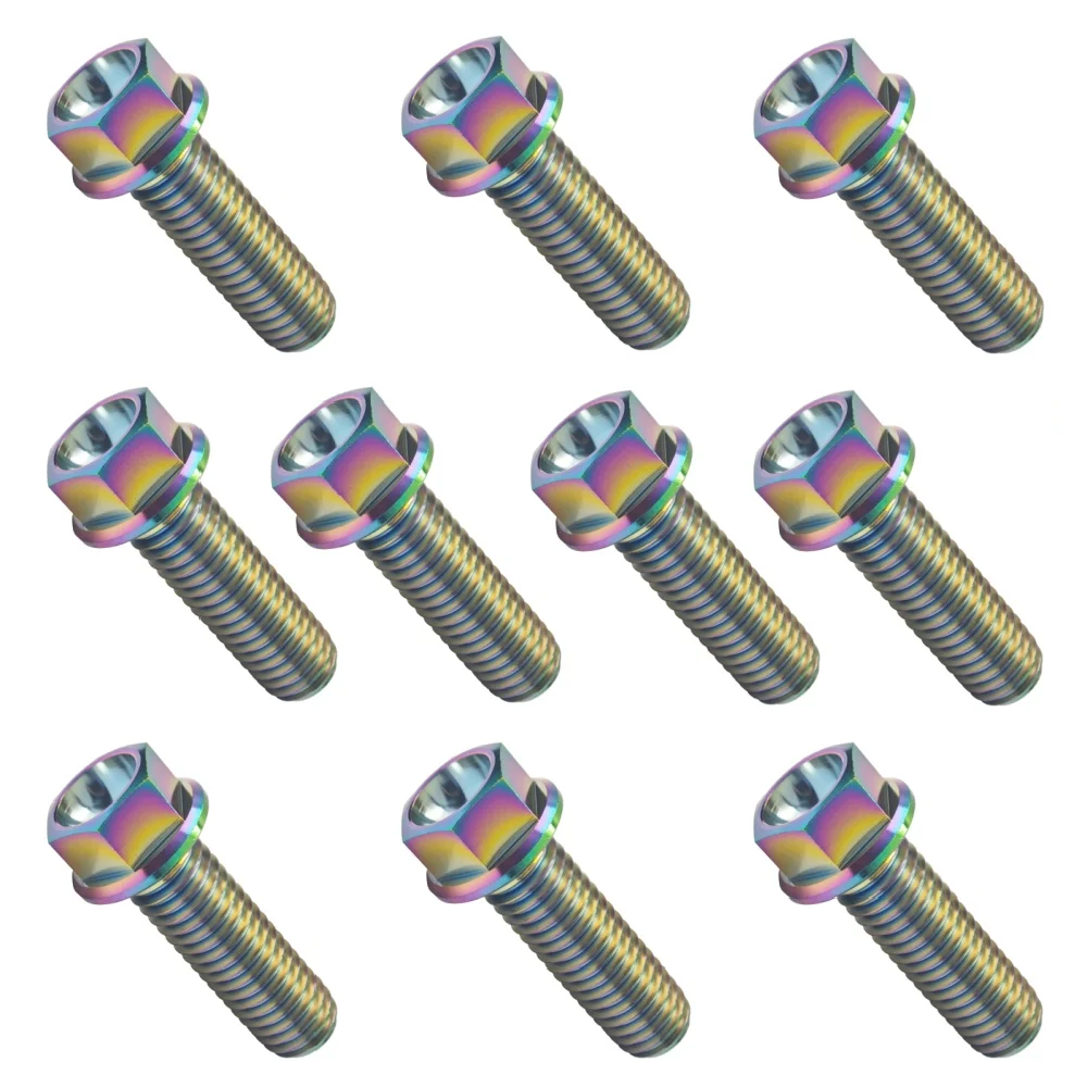

10 шт. титановые болты, винты с шестигранной головкой M6 M8, легкие крепежные детали для MTB велосипеда, мотоцикла, автомобиля, лодки