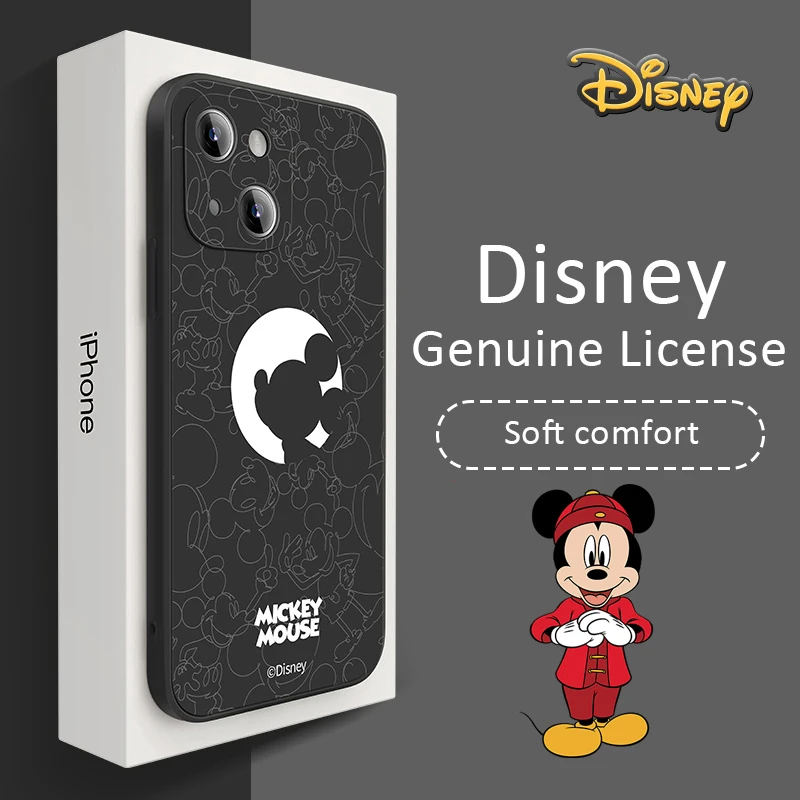 

Moon Watching Mickey Phone Case For iPhone 11 12 13 Pro MAX 12 13 Mini 6 7 8 Plus X XS XR Max SE 2020 Soft Silicone Funda Back
