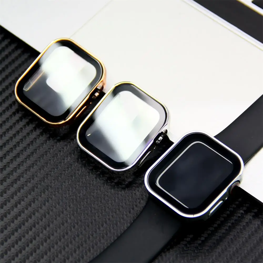 

Glass+Cover for Apple Watch case 45mm 41mm accessories 44mm 40mm Tempered Screen Protector Protective iWatch series 7 8 SE 6 5 4
