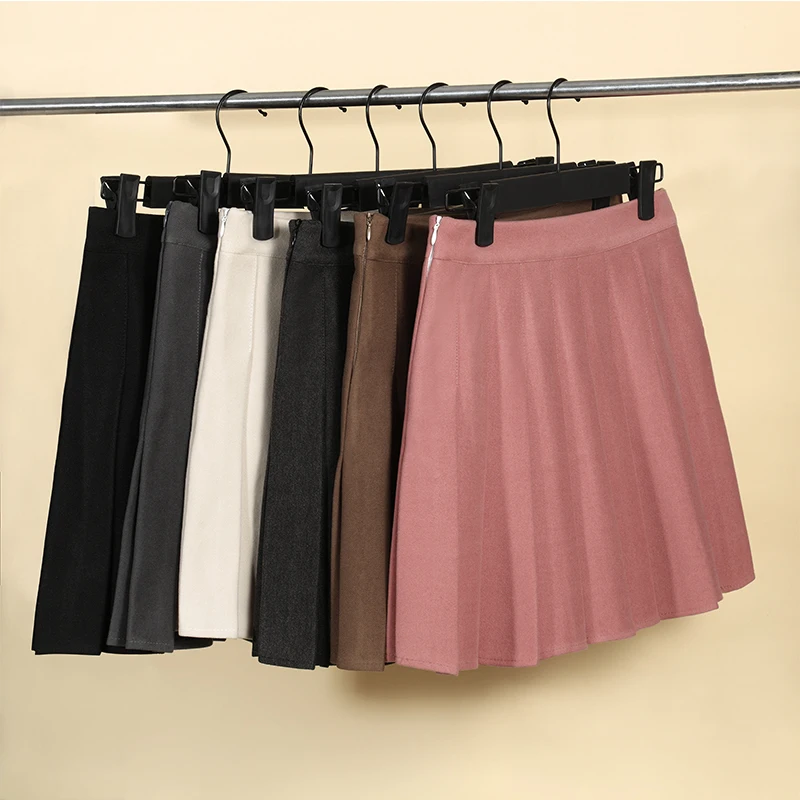 

Плиссированная Женская юбка на осень и зиму, новинка 2023, серая Плотная юбка с высокой талией, Облегающие юбки, шерстяные трапециевидные короткие юбки для студентов