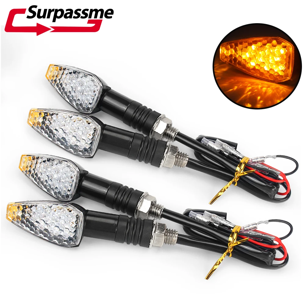 

2PCS Universal 12V Motorcycle LED Turn Signals Arrow Indicator Light Amber Lamp Motorbike Scooter Front Rear Tail Light
