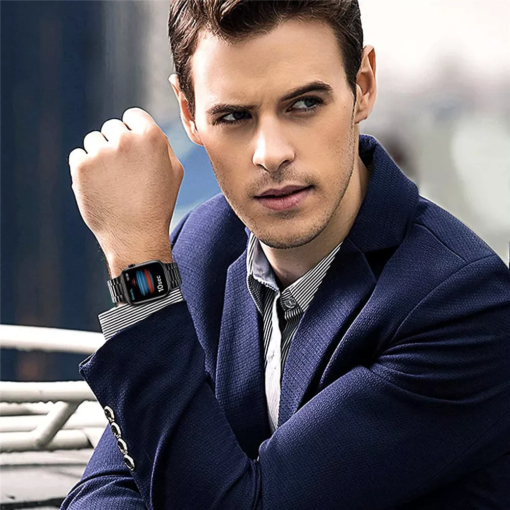 Ultra-thin Stainless Steel Wristband for Apple Watch Band 45mm 41mm 44mm 40mm 42mm 38mm Strap for iWatch SE 7 6 5 4 3 Bracelet