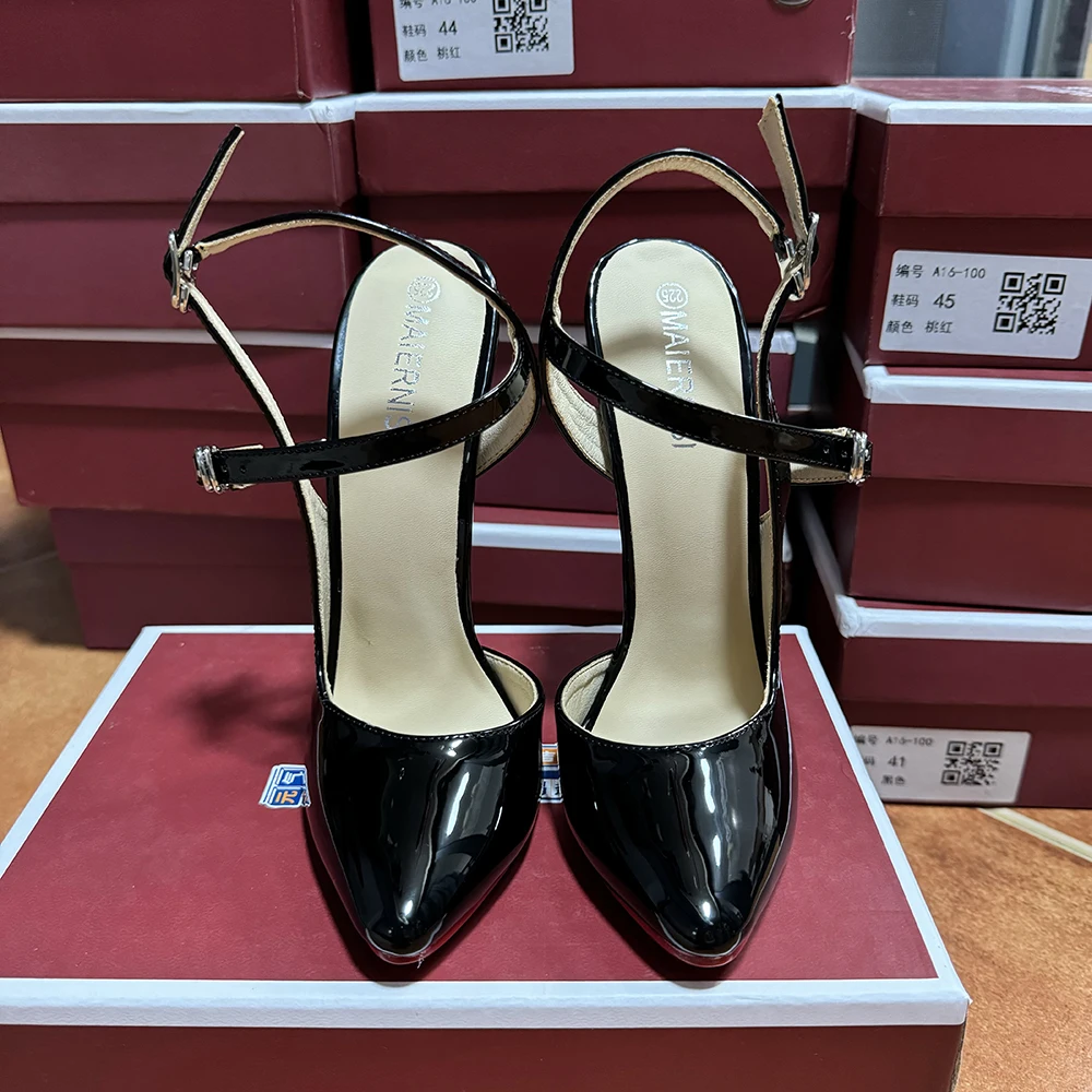 Сексуальные женские однотонные черные туфли-лодочки на высоком каблуке 16 см