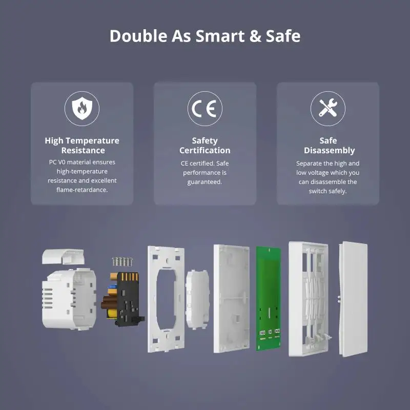 Фото Умный настенный механический выключатель Sonoff Matter 80 86 120 WiFi M5 с голосовым управлением, совместимый с HomeKit, Alexa, Google Home, Алиса, SmartThings, Apple №3