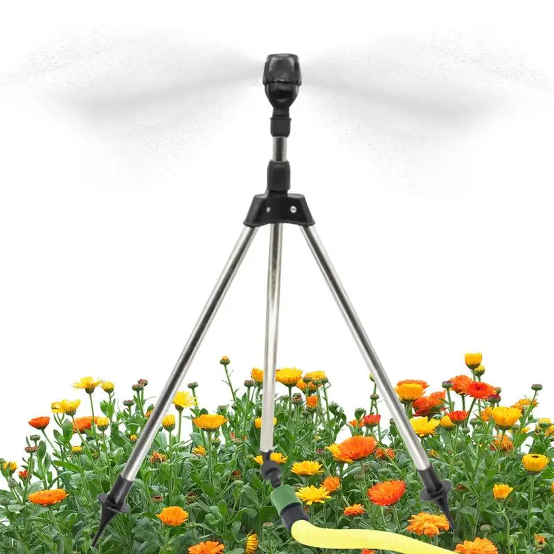 

Garden Water Sprinklers Automatic Rotating Irrigation Watering Sprinklers 360 Rotating Tripod Telescopic Support With Spike Base