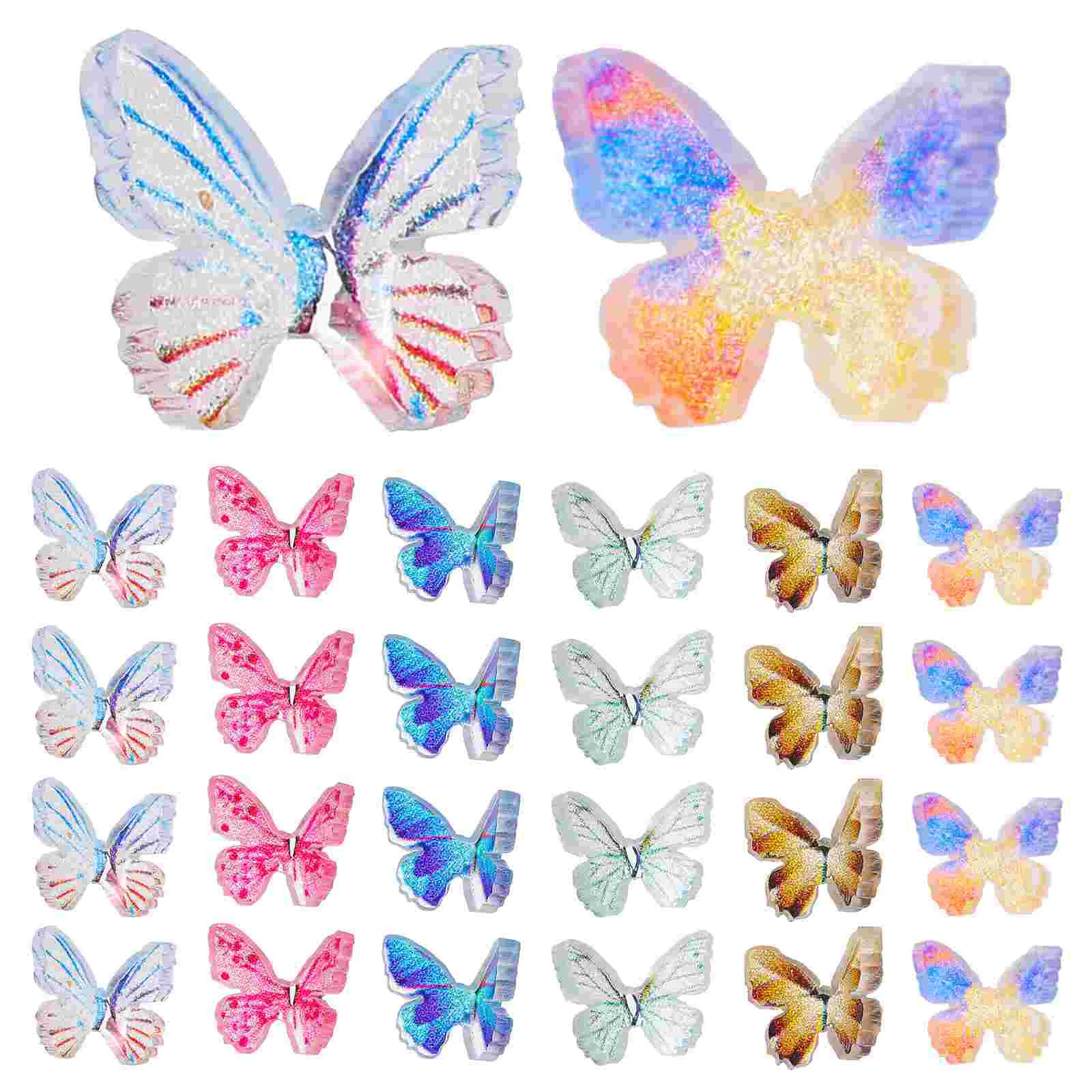 

24 Pcs Micro Landscaping Butterflies Figures Statue House Decor Resin Tiny Mini