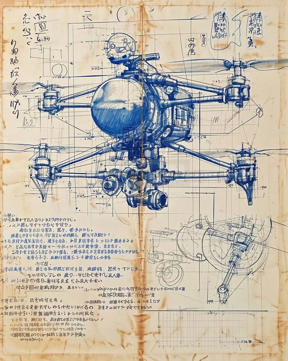 

Печать на холсте "Дрон старинный сценарий"