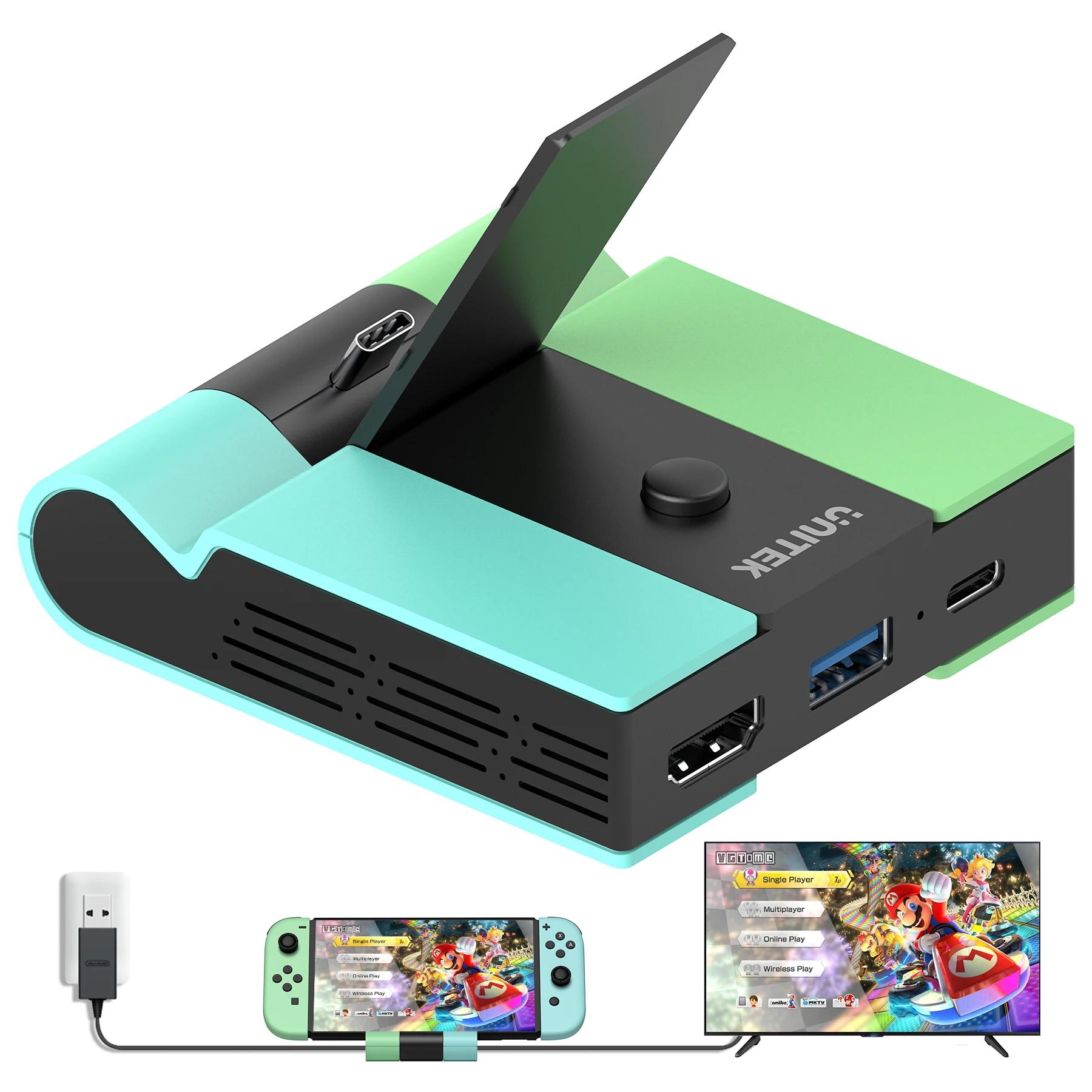 

Unitek Game Docking Station with 45W Type-C PD Charging 4K HDMI USB 3.0 for Nintendo Switch OLED Lite Gaming Dock HUB for TV
