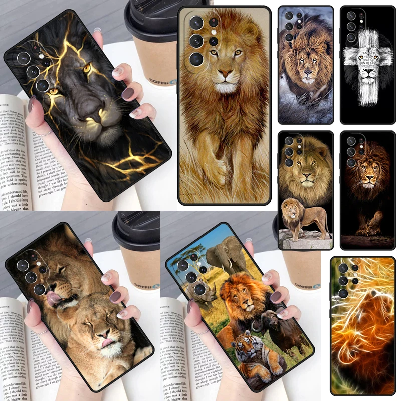 Чехол с изображением африканского льва для Samsung Galaxy S23 Ultra S22 S20 S21 FE S8 S9 S10 Plus Note 10 20