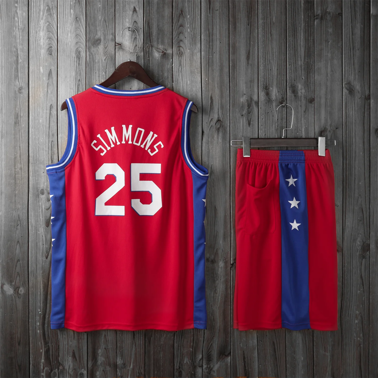 

High Quality USA Basketball Club Player Basketball Uniforms Star SIMMONS 25 Has Team Logo Basketball Jerseys