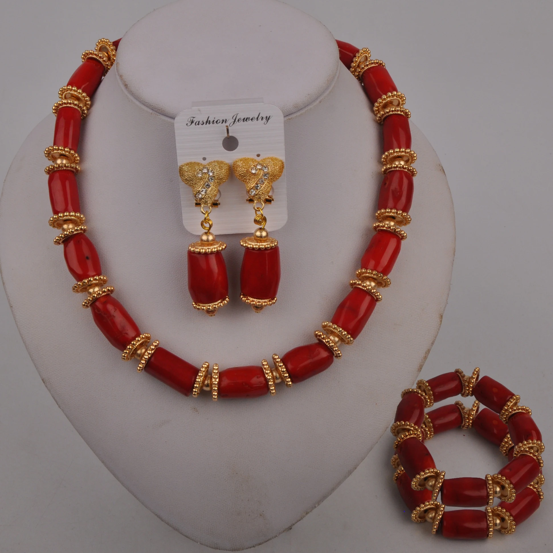 

Нигерийские Свадебные африканские бусины Красный Коралловый Набор украшений для женщин