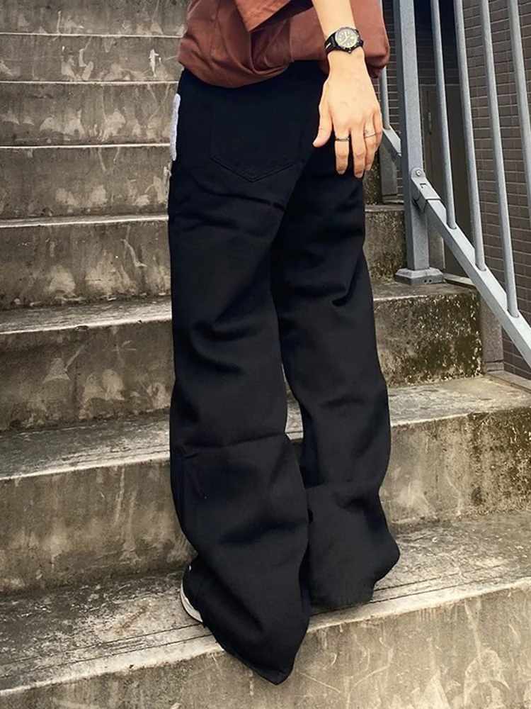 American Men's Pants Street Embroidery Straight Loose Wide Leg Denim Jeans Men and Women Same Style Streetwear Ins Hot Sale MEN