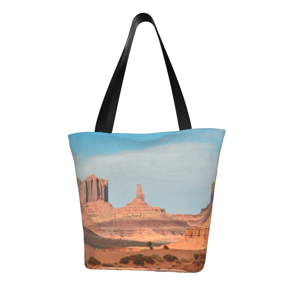 

Calm Desert Shopper Bag Blue Sky Print Shoulder Bag Student Outdoor Polyester Tote Bag Y2k Graphic Design Handbags