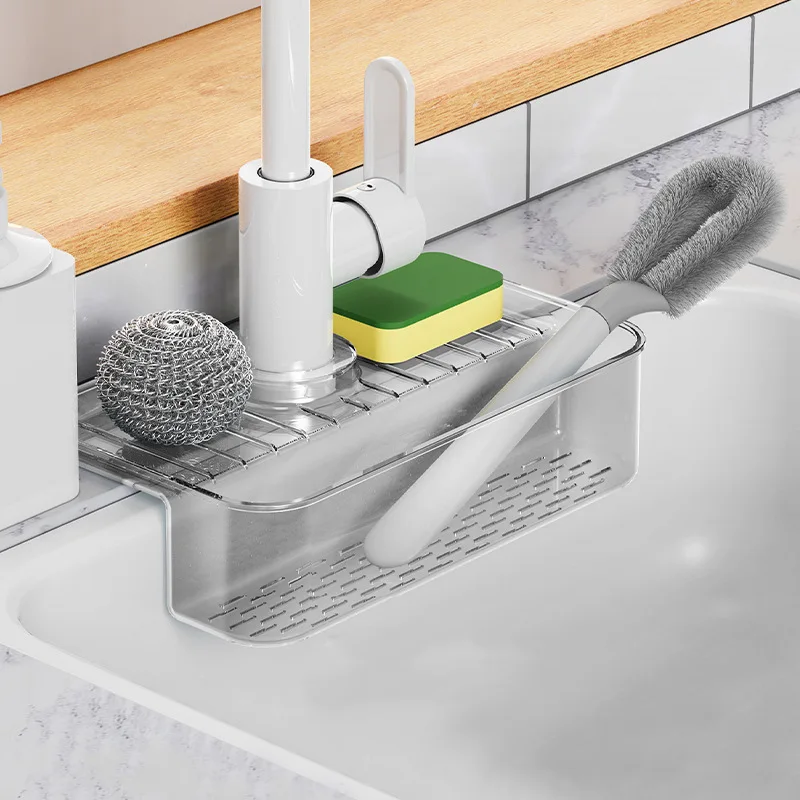 

Kitchen Sink Drain Rack Faucet Sponge Holder Plastic Faucet Water Catcher Mat Rag Drainer Shelf Drain Basket Kitchen Accessories