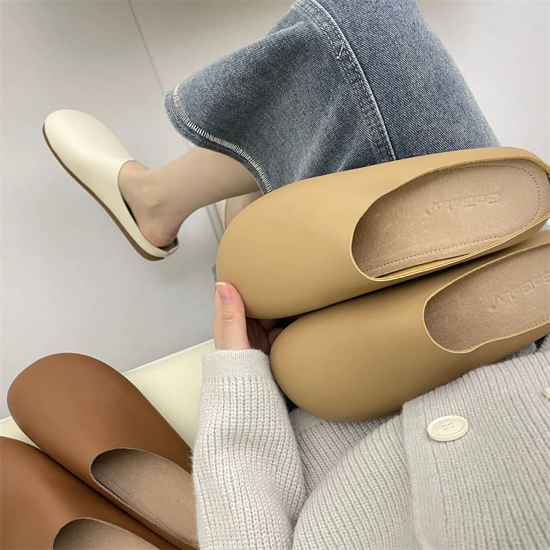 

SLTNX 2023 Baotou Half Slippers Women's Summer New Heelless Mueller Shoes Super Fire Lazy Flops Leisure Comfortable Women Shoes