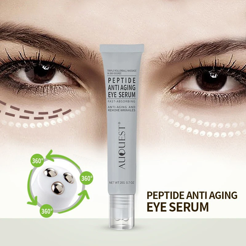 

Lighten Fine Lines Eye Cream Skin Care Peptide Anti Wrinkle Tighten Eye Area Hyaluronic Acid Cream Roller Massager Beauty Health