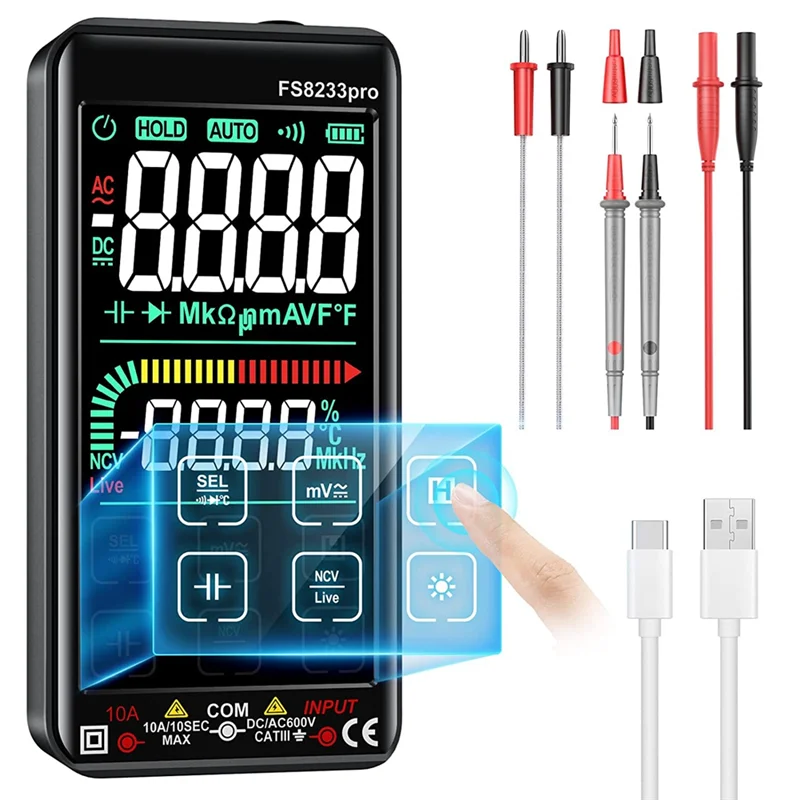 

Digital Multimeter DC AC Voltage Current Resistance Continuity Capacitance Temperature Frequency Diode Auto Ranging