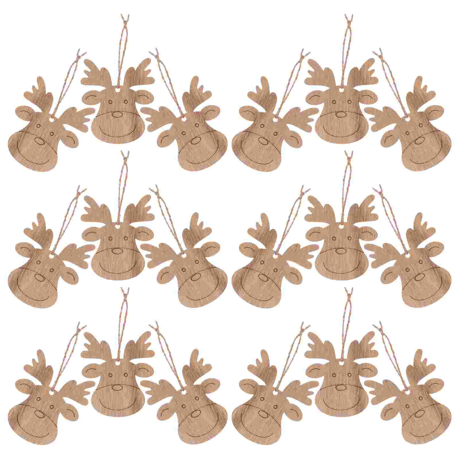 

Wood Christmas Wooden Ornaments Cutoutstree Deer Reindeerhanging Crafts Diy Head Tags Tag Unfinished Slices Pieces Gift Wreath