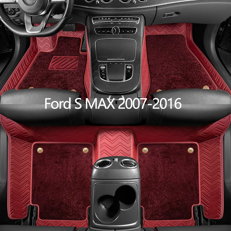 

Custom Leather Car Floor Mats For Ford S MAX 2007 2009 2010 2011 2012 2013 2014 2015 2016 Auto Carpet Mats Interior Accessories